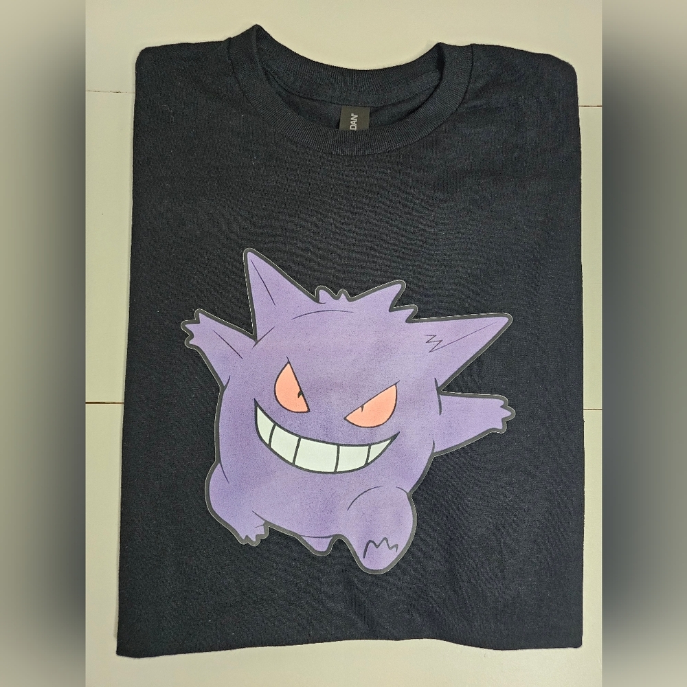 Black T-Shirt with Purple Cartoon Character